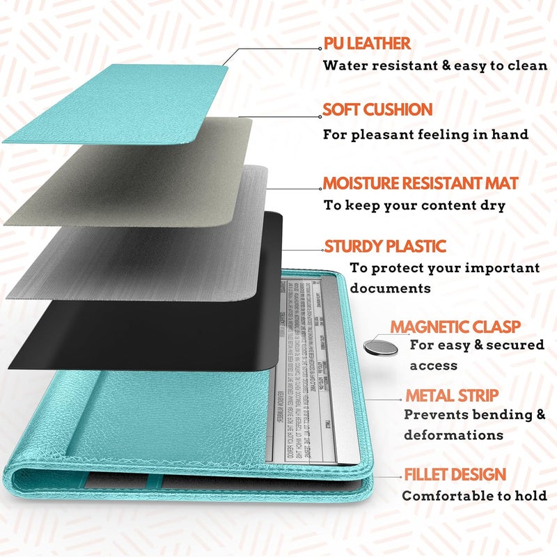 MOTO4X Car Registration and Insurance Card Holder, Premium PU Leather Glove box Organizer for Licence, Cards & Essential Documents in your Glove compartment, a Car Wallet for all Vehicle needs:Blue - Image 4